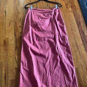 Zara knotted linen blend midi skirt